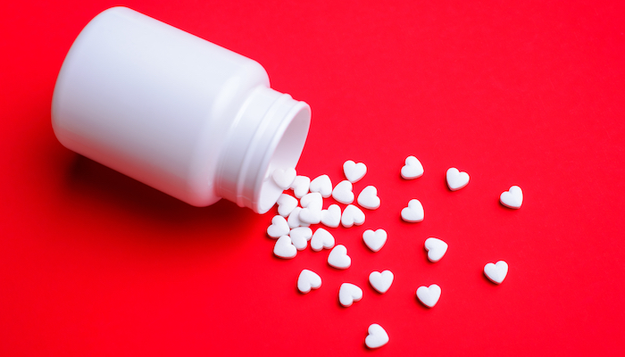 Flacon de medicaments renversé