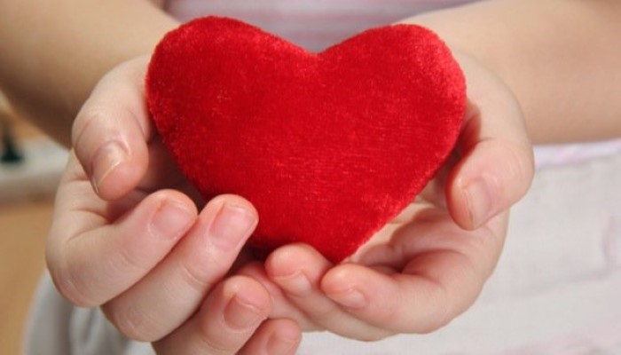 Enfant qui tient un coeur en peluche Enfant qui tient un coeur en peluche