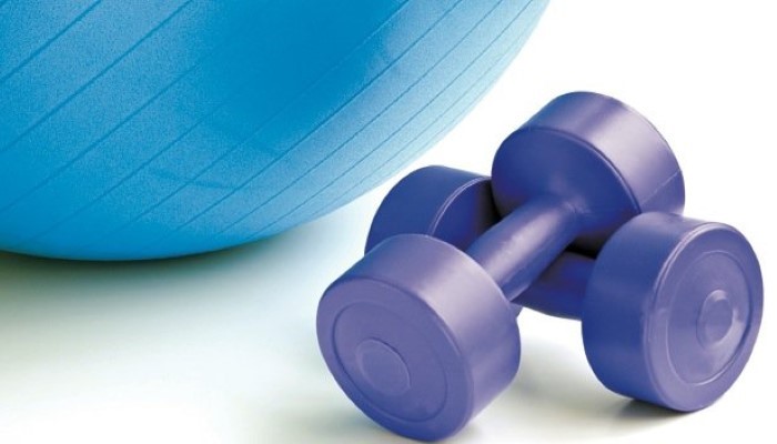 Swiss ball et altère de fitness