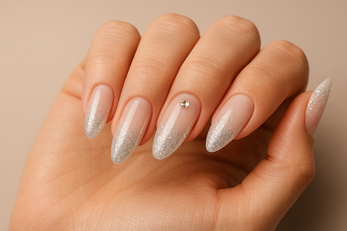 French manucure à paillettes