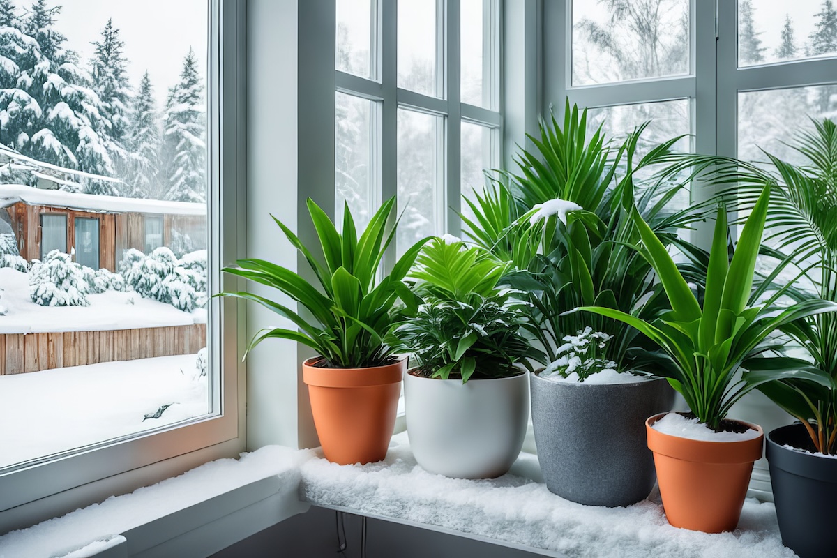 Balcon fleuri en hiver