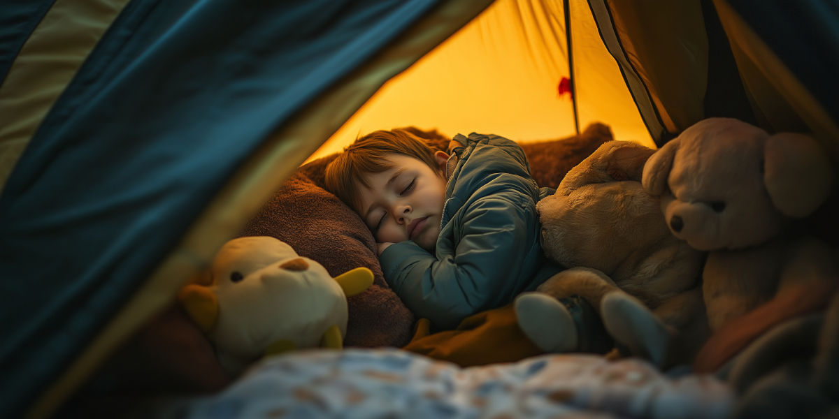 Sommeil enfant camping tente